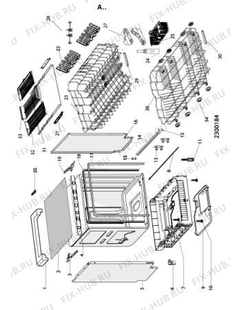 Взрыв-схема посудомоечной машины Whirlpool WKIO 3P24 PEL - Схема узла
