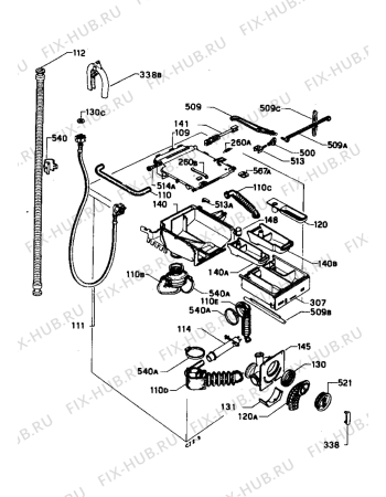 Взрыв-схема стиральной машины Zanussi ZF1000WX - Схема узла Water equipment