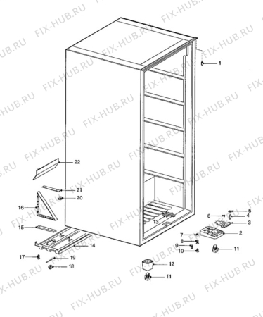 Взрыв-схема холодильника Electrolux TF777G - Схема узла Cabinet + armatures