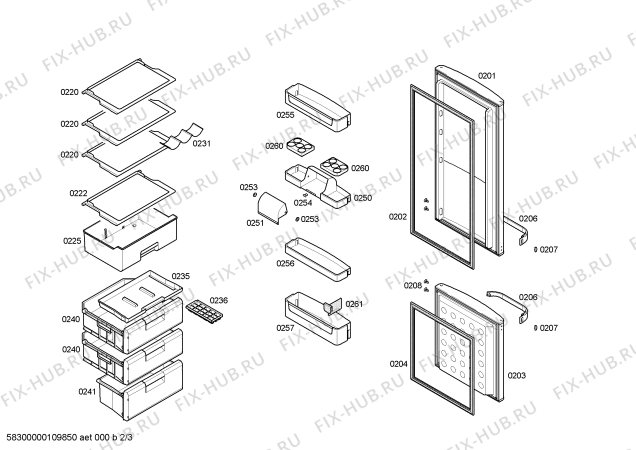 Схема №3 KGV33390 с изображением Дверь для холодильной камеры Bosch 00243178