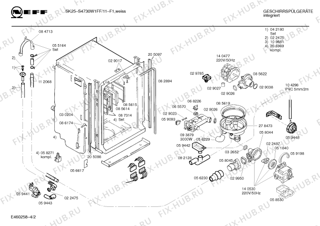 Схема №4 S4730W1FF SK25 с изображением Панель для посудомоечной машины Bosch 00282235