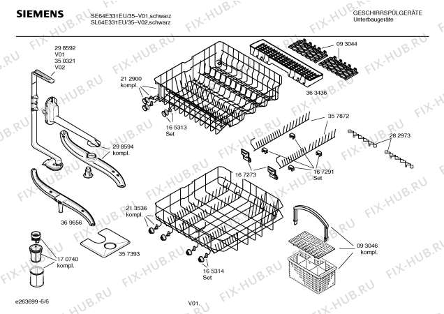 Взрыв-схема посудомоечной машины Siemens SE64E331EU - Схема узла 06