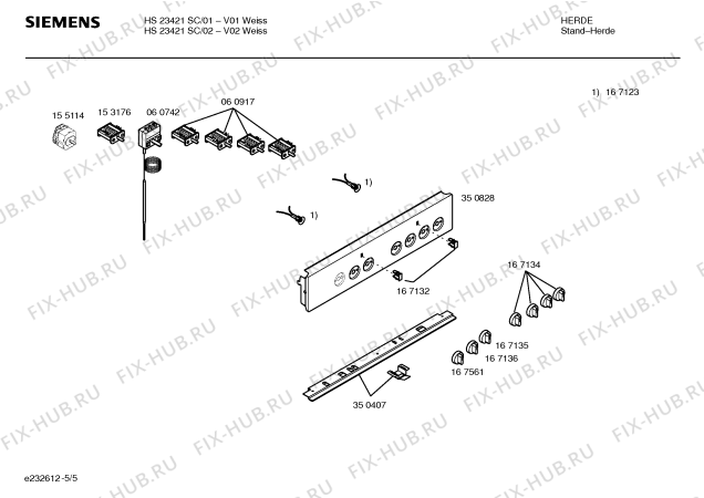 Схема №5 HS23421SC с изображением Ручка установки времени для плиты (духовки) Siemens 00167561