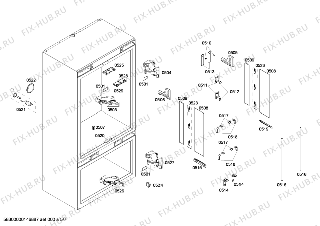 Схема №7 B36IT71SN с изображением Крепеж для холодильника Bosch 00671784