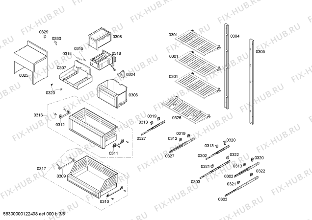 Схема №5 T24IF70CSS с изображением Противень для холодильной камеры Bosch 00661260