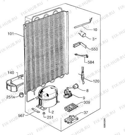 Взрыв-схема холодильника Faure FRD328W - Схема узла Cooling system 017