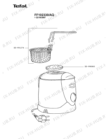 Схема №1 AF100530/AQ с изображением Рукоятка для тостера (фритюрницы) Tefal SS-991274