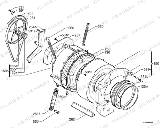 Взрыв-схема стиральной машины Zanussi F1045W - Схема узла Functional parts 267