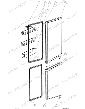 Взрыв-схема холодильника Zanussi ZRB224NWO - Схема узла Door 003