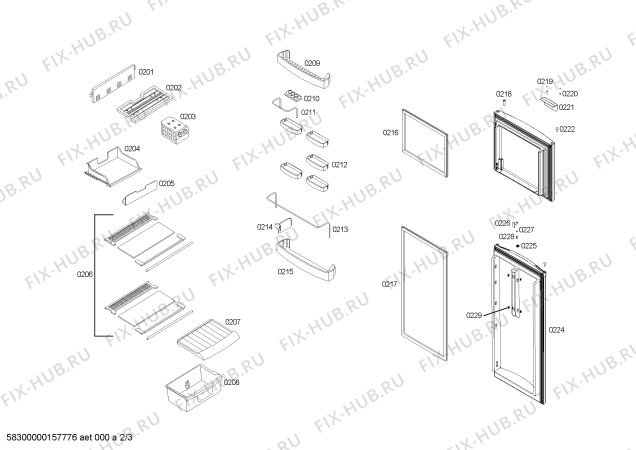 Взрыв-схема холодильника Coldex RS28U7114C REFRIGERADOR COLDEX CN33E2 BL 220V/50HZ BOLIVIA - Схема узла 02