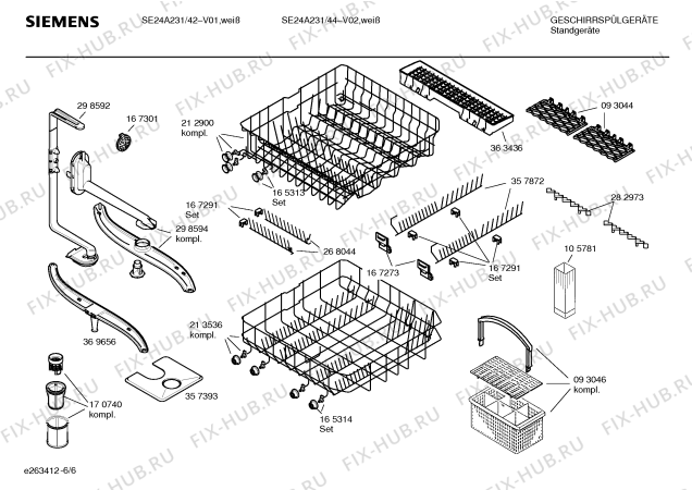 Схема №6 SGS43A92 с изображением Краткая инструкция для посудомойки Siemens 00585878