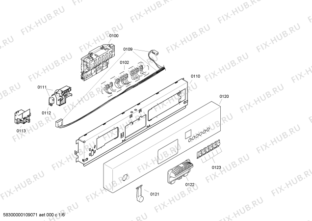 Схема №6 SGU56M25SK с изображением Передняя панель для электропосудомоечной машины Bosch 00442640