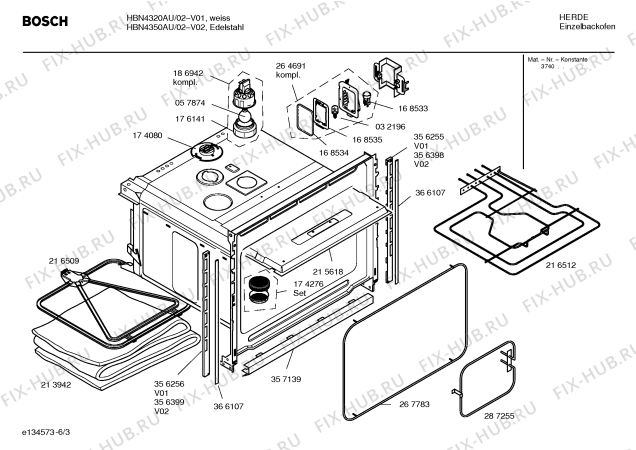 Схема №6 HBN4660AU с изображением Нижний нагревательный элемент для духового шкафа Bosch 00216509