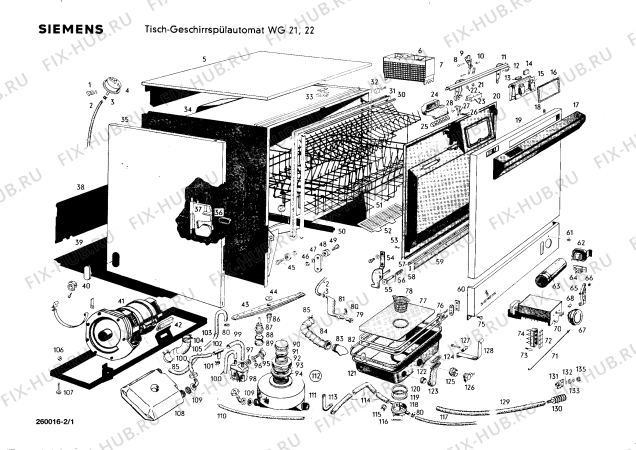 Схема №2 WG22 WG21 с изображением Шланг для посудомоечной машины Siemens 00043436