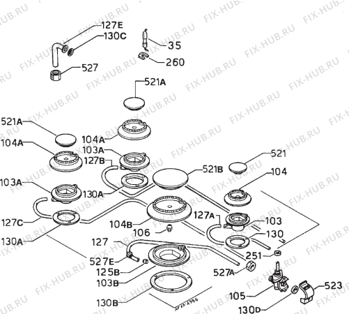 Взрыв-схема плиты (духовки) Zanussi Z40LXI - Схема узла Functional parts 267