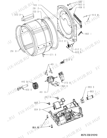 Взрыв-схема сушильной машины Whirlpool AWZ 230 - Схема узла