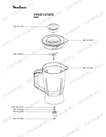 Схема №2 FP247127/870 с изображением Толкач для кухонного измельчителя Moulinex MS-651807