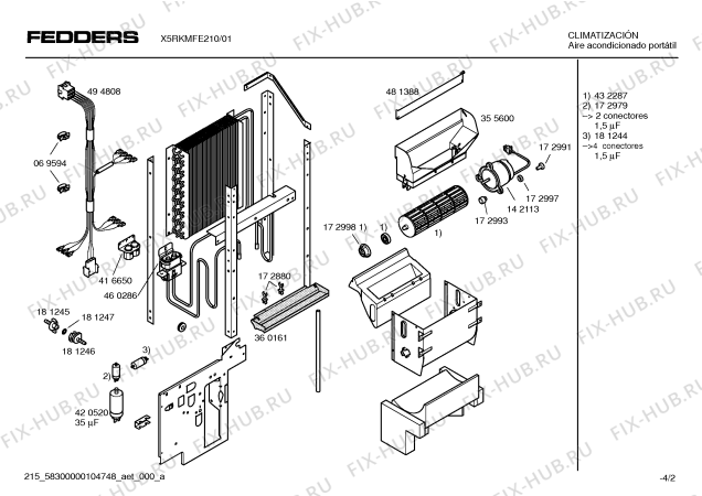 Взрыв-схема кондиционера Fedders X5RKMFE210 Fedders - Схема узла 02