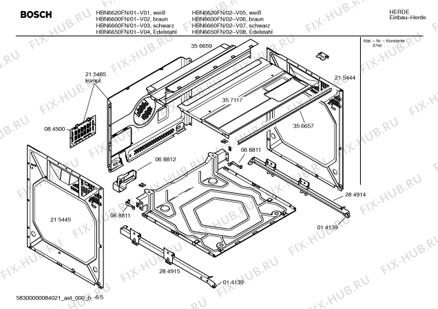 Схема №6 HBN6400 с изображением Панель управления для плиты (духовки) Bosch 00359080