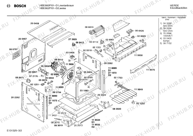 Взрыв-схема плиты (духовки) Bosch HBE660P - Схема узла 02