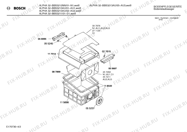 Схема №3 BBS3212GB ALPHA 32 с изображением Модуль для пылесоса Bosch 00057992