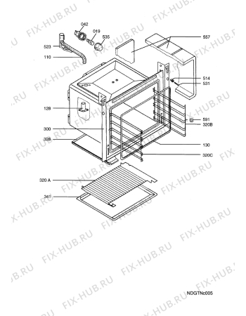 Взрыв-схема плиты (духовки) Aeg Electrolux E31915-4-A  NORDIC - Схема узла Oven