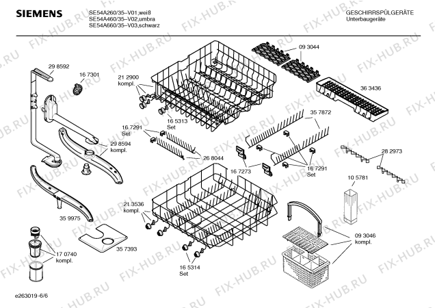 Взрыв-схема посудомоечной машины Siemens SE54A460 - Схема узла 06