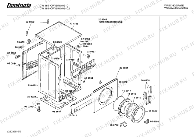 Схема №6 CW18010CH CW1801 с изображением Вставка для ручки для стиралки Bosch 00086329