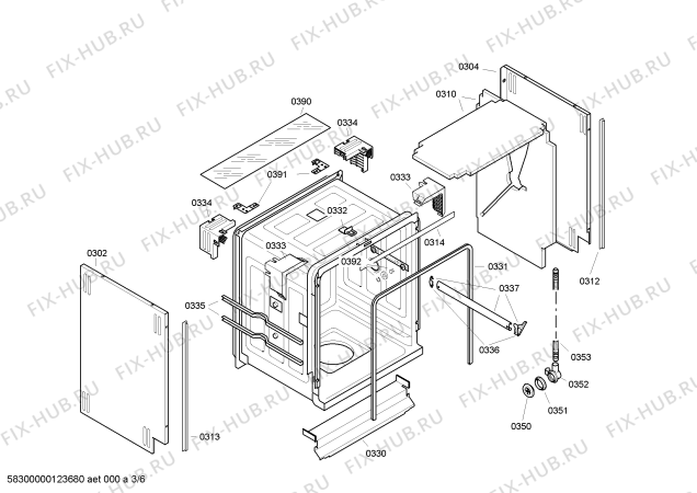 Схема №6 SE44M564EU с изображением Передняя панель для посудомойки Siemens 00666964