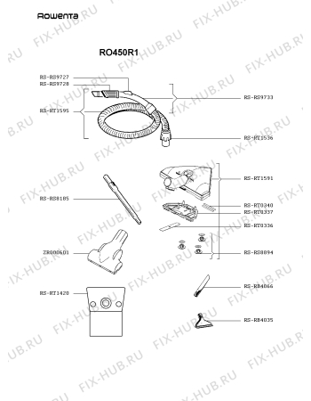 Взрыв-схема пылесоса Rowenta RO450R1 - Схема узла 5P001314.5P2