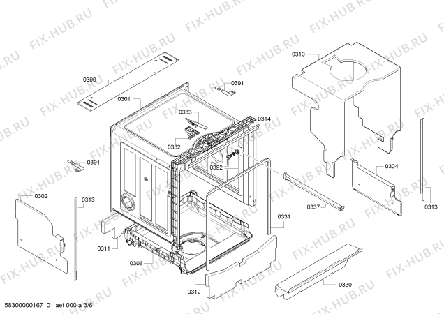 Схема №6 S51M50X2EU с изображением Силовой модуль запрограммированный для посудомойки Bosch 00750188