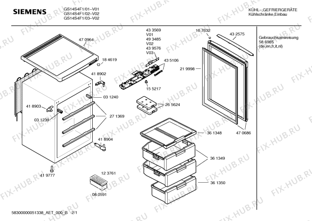 Схема №2 KTL18424GB с изображением Ремкомплект для холодильника Siemens 00435106