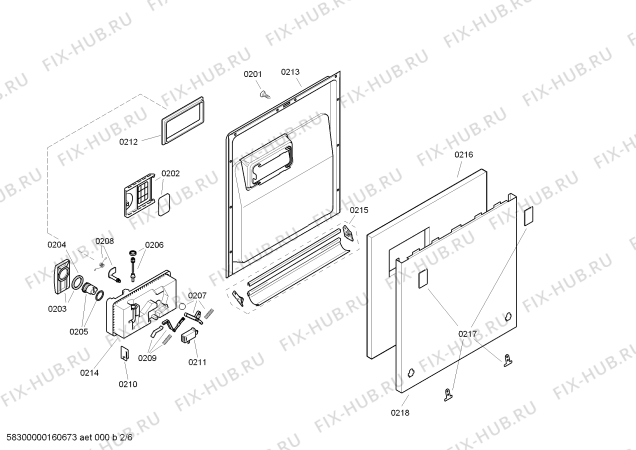 Схема №6 SGV46M13RU с изображением Набор кнопок для посудомойки Bosch 00624802