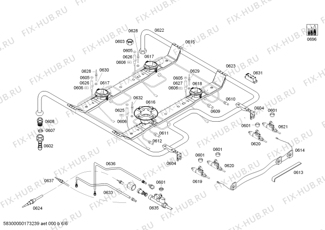 Взрыв-схема плиты (духовки) Bosch HGG23W365R - Схема узла 06