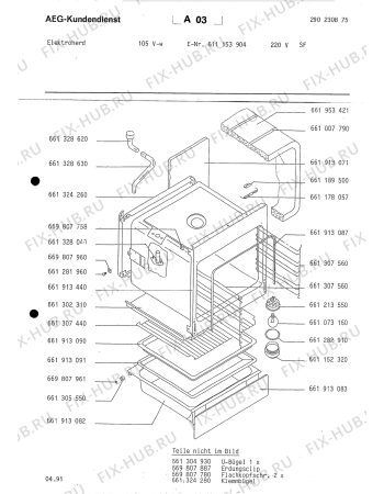 Взрыв-схема плиты (духовки) Aeg 105V-W SF - Схема узла Section2