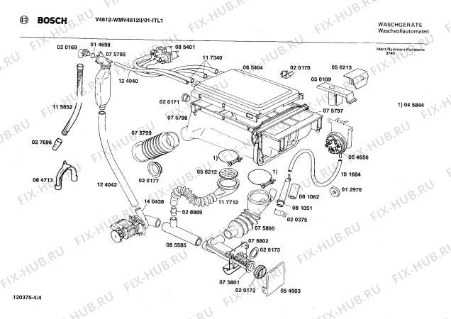 Схема №4 WMV4612II V4612 с изображением Вкладыш в панель для стиралки Bosch 00086844