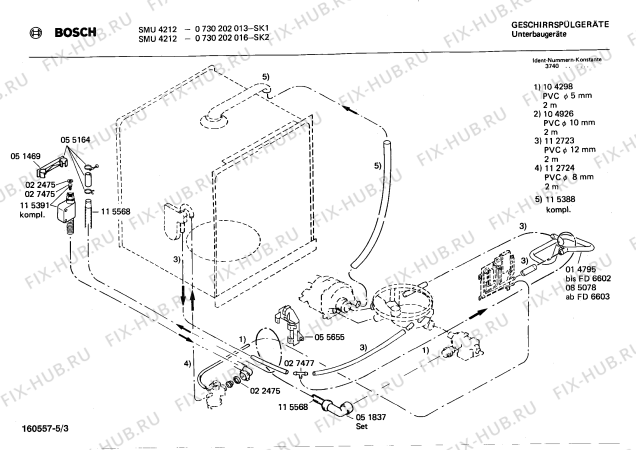 Взрыв-схема посудомоечной машины Bosch 0730202016 SMU4212 - Схема узла 03
