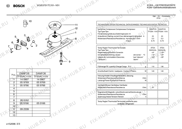 Взрыв-схема холодильника Bosch KGS3701TC - Схема узла 03