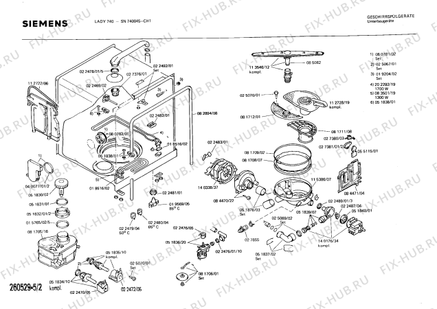 Взрыв-схема посудомоечной машины Siemens SN740045 - Схема узла 02