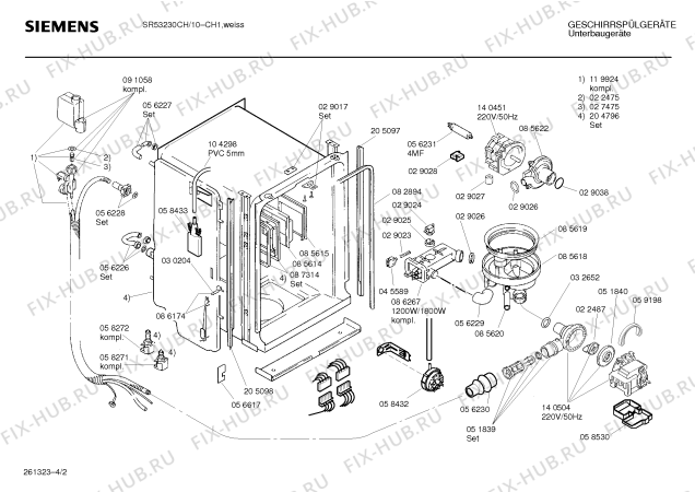 Взрыв-схема посудомоечной машины Siemens SR53230CH - Схема узла 02