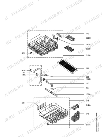 Взрыв-схема посудомоечной машины Husqvarna Electrolux QB522X - Схема узла Baskets, tubes 061