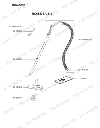 Взрыв-схема пылесоса Rowenta RO6853EA/410 - Схема узла 2P005400.2P3