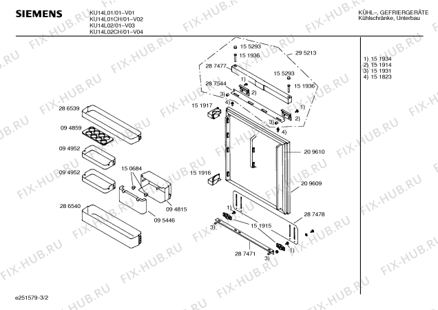 Взрыв-схема холодильника Siemens KU14L02 - Схема узла 02