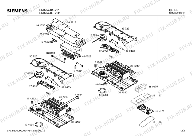 Схема №2 EI78754 с изображением Модуль управления для плиты (духовки) Siemens 00480623