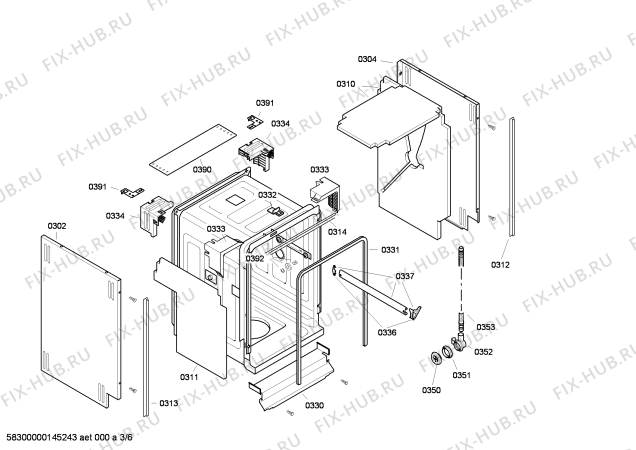 Схема №6 SRU55M18SK с изображением Передняя панель для посудомоечной машины Bosch 00664576