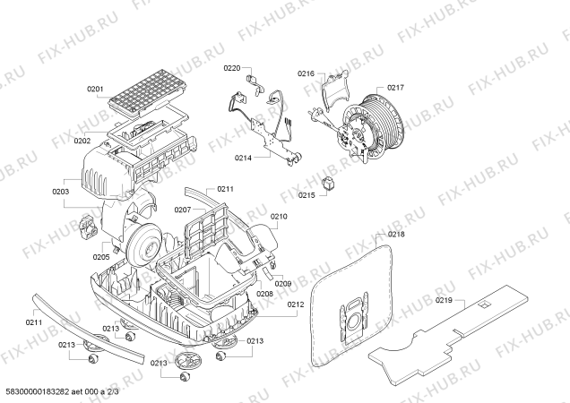 Взрыв-схема пылесоса Bosch BSGL5320 BOSCH Free'e Allergy - Схема узла 02