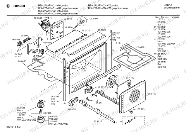 Взрыв-схема плиты (духовки) Bosch HBN272AFN - Схема узла 02