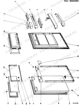 Взрыв-схема холодильника Indesit DF250 (F000054) - Схема узла