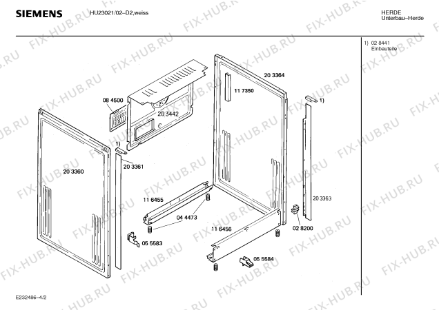 Схема №4 HU23021 с изображением Стеклянная полка для плиты (духовки) Siemens 00207889