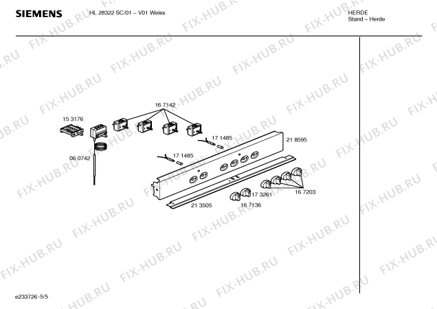 Схема №5 HL28322SC с изображением Инструкция по эксплуатации для плиты (духовки) Siemens 00528674